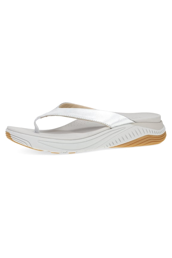 Rosemary Walking Flip-Flop for Women - Lightweight EVA Midsole and Rubber Outsole Natural Arch for Support and Propel Forepart for Energy Return Silver 9.5-10 M US