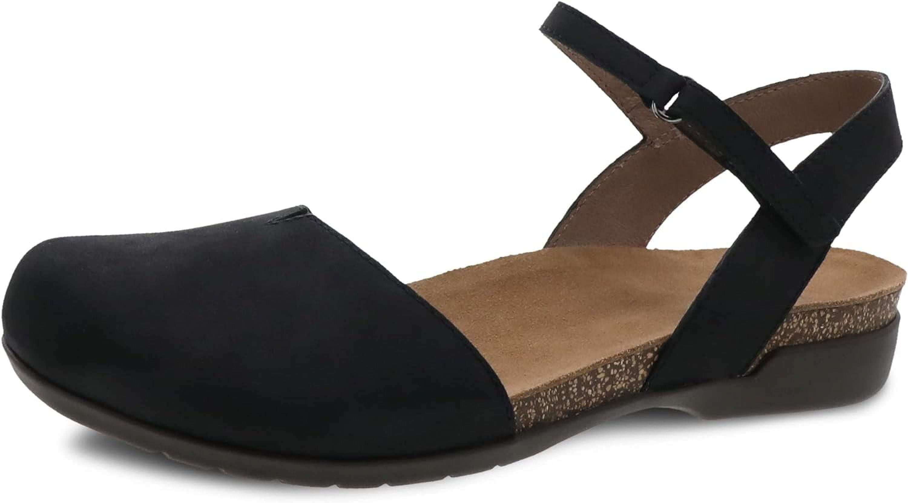 Dansko Rowan Sandal for Women - Memory Foam and Cork Footbed for Comfort and Arch Support - Lightweight Rubber Outsole for Long-Lasting Wear - Versatile Casual to Dressy Footwear Black