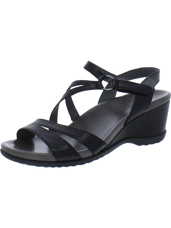 Womens Addyson Leather Ankle Wedge Sandals