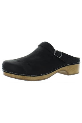 Womens Berry Leather Slip On Clogs
