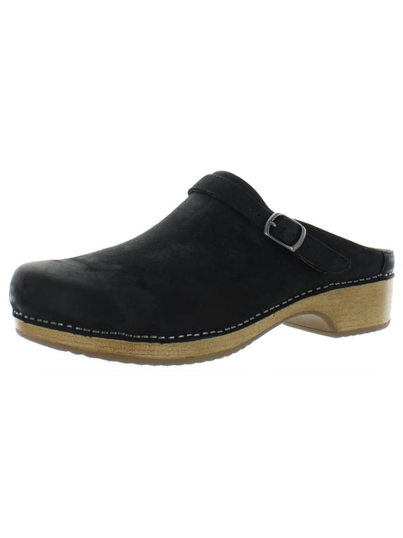 Womens Berry Leather Slip On Clogs