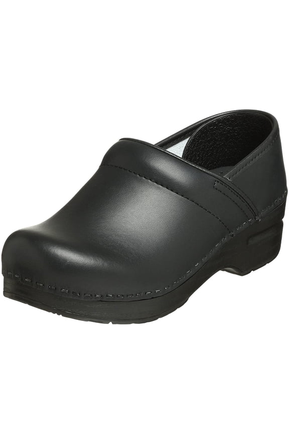 Womens Professional Leather Slip On Clogs Black 36 Medium (B,M)