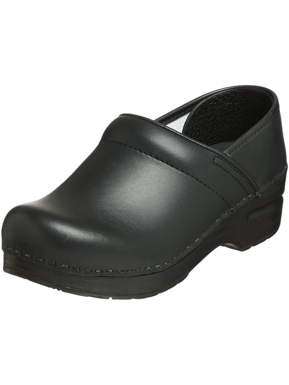 Womens Professional Leather Slip On Clogs Black 36 Medium (B,M)