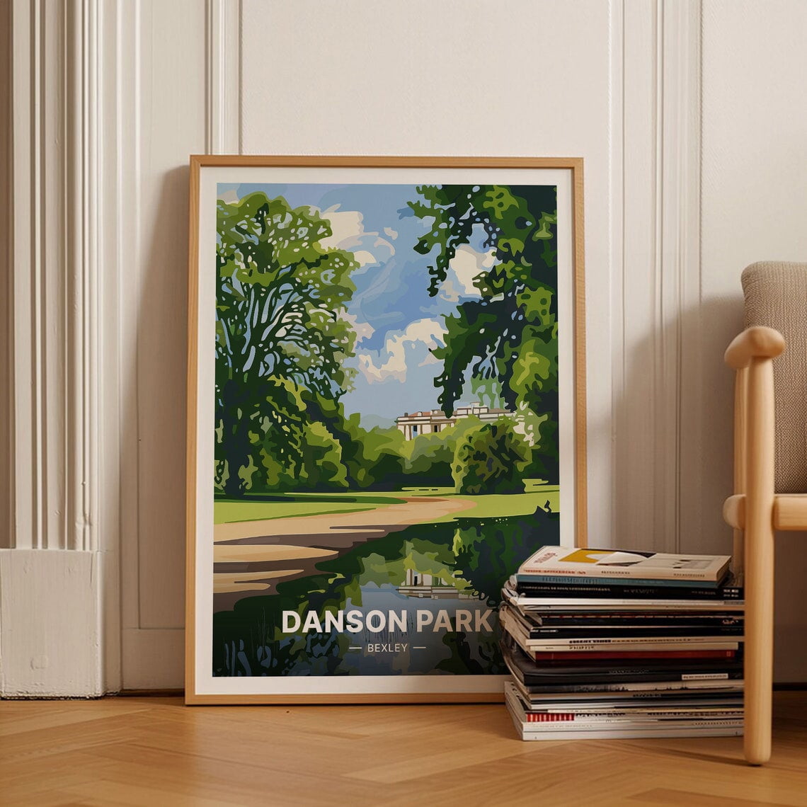 Picture of Danson Park Bexleyheath Travel Poster, South East London Kent Retro Art ...