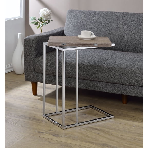 Danson Weathered Oak & Chrome Finish Accent Table