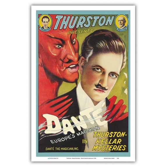 Danté the Magician - in Thurston-Kellar Mysteries - Vintage Magic Poster c.1936 - Master Art Print (Unframed) 12in x 18in