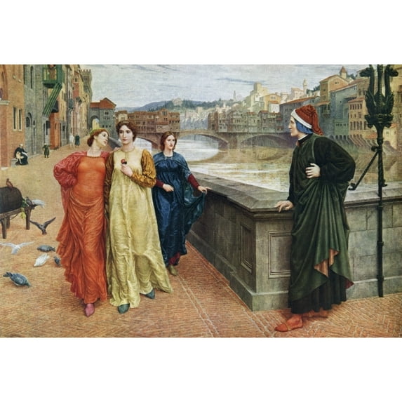 Dante And Beatrice. Dante Alighieri C.1265 Poster Print
