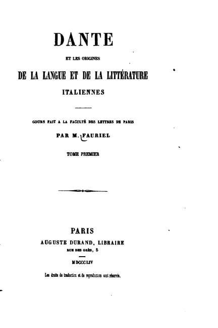 Dante et les origines de la langue et de la littÃ©rature italiennes - Tome I, (Paperback)