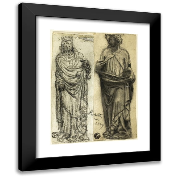 Dante Gabriel Rossetti 11x14 Black Modern Framed Museum Art Print Titled - Two Studies of Medieval Sculpture (1859)