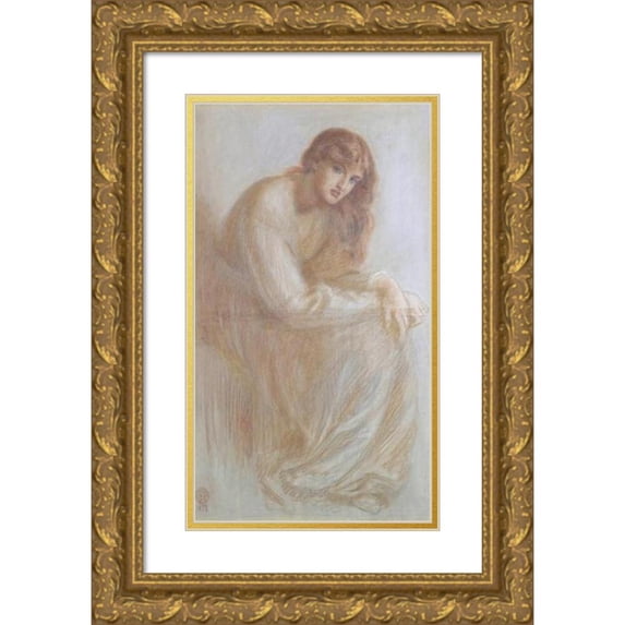 Dante Gabriel Rossetti 12x18 Gold Ornate Wood Frame and Double Matted Museum Art Print Titled - Alexa Wilding (1879)