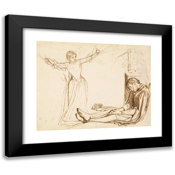 Dante Gabriel Rossetti 14x12 Black Modern Framed Museum Art Print Titled - Study for the Figures of Guenevere and Launcelot (2002)