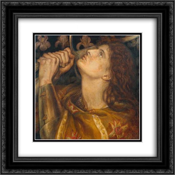 Dante Gabriel Rossetti 2x Matted 20x20 Black Ornate Framed Art Print 'Joan of Arc'