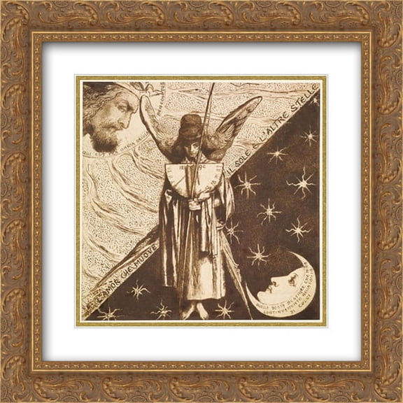 Dante Gabriel Rossetti 2x Matted 20x20 Gold Ornate Framed Art Print 'Dantis Amor'