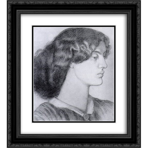 Dante Gabriel Rossetti 2x Matted 20x22 Black Ornate Framed Art Print 'Portrait of Jane Morris'