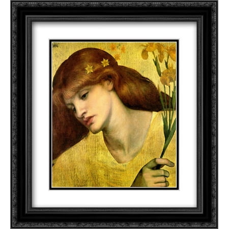Dante Gabriel Rossetti 2x Matted 20x22 Black Ornate Framed Art Print 'Sancta Lilias'