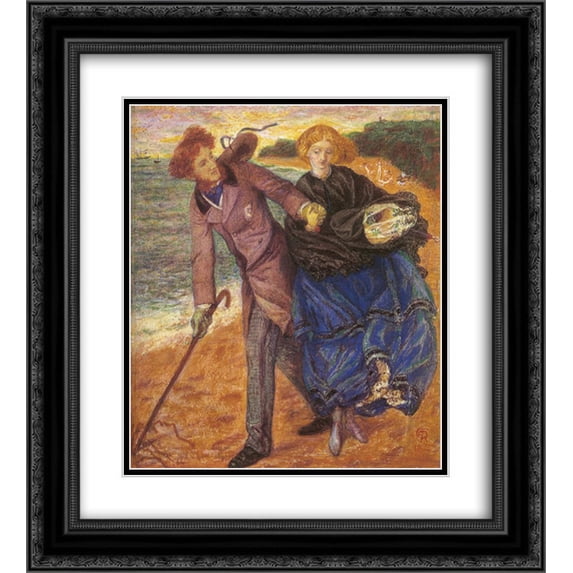 Dante Gabriel Rossetti 2x Matted 20x22 Black Ornate Framed Art Print 'Writing on the Sand'