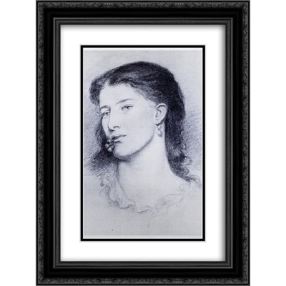 Dante Gabriel Rossetti 2x Matted 20x24 Black Ornate Framed Art Print 'Aggie'