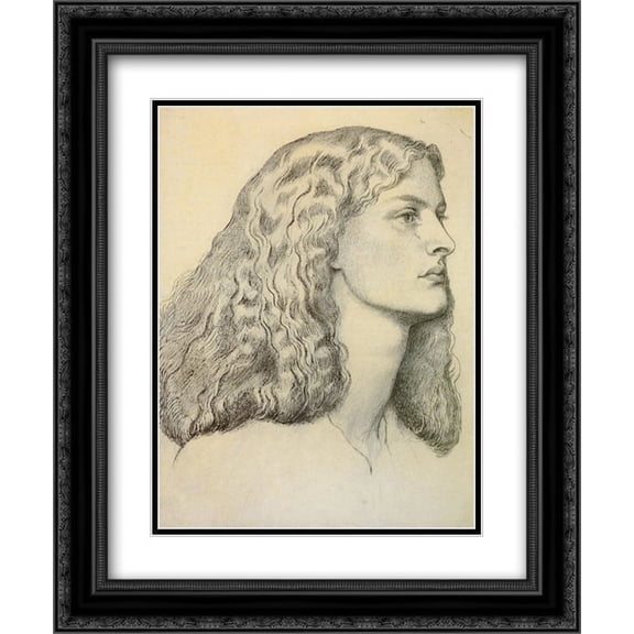 Dante Gabriel Rossetti 2x Matted 20x24 Black Ornate Framed Art Print 'Portrait of Anne Miller'