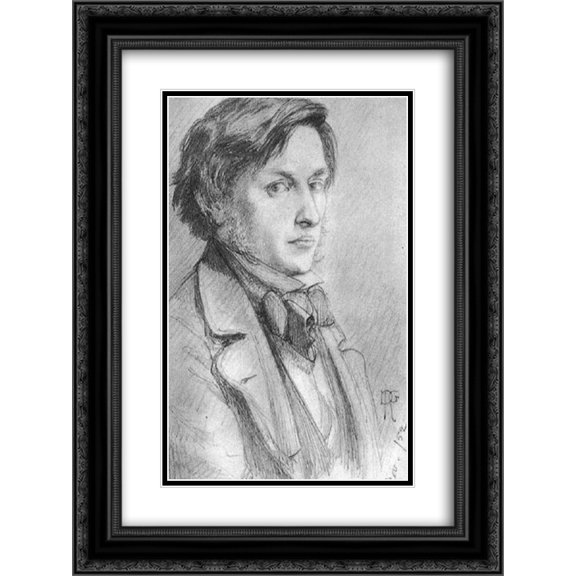 Dante Gabriel Rossetti 2x Matted 20x24 Black Ornate Framed Art Print 'Portrait of Ford Madox Brown'