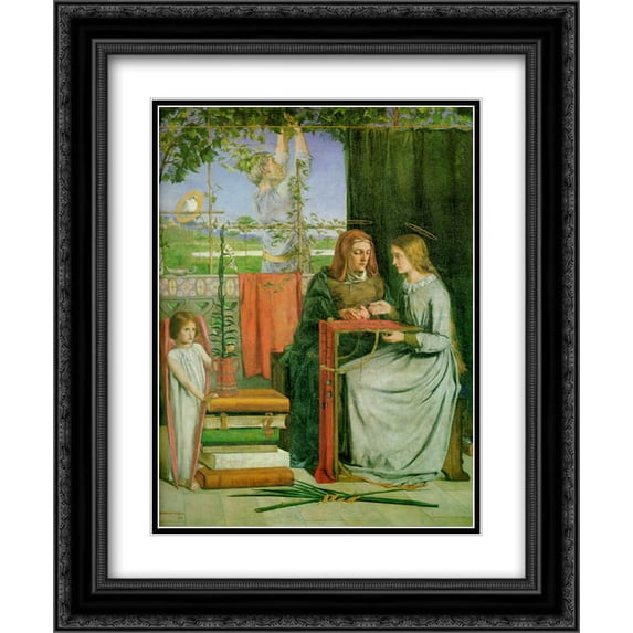 Dante Gabriel Rossetti 2x Matted 20x24 Black Ornate Framed Art Print 'The Childhood of Mary Virgin'