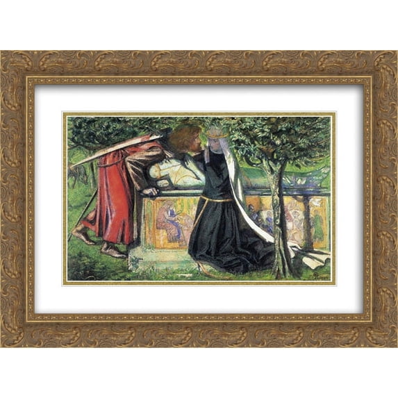 Dante Gabriel Rossetti 2x Matted 24x18 Gold Ornate Framed Art Print 'Arthur`s Tomb'