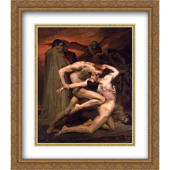 Dante and Virgil in Hell 2x Matted 28x32 Large Gold Ornate Framed Art Print by Bouguereau, William Adolphe