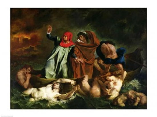 Dante and Virgil in the Underworld 1822 Canvas Art - Eugene Delacroix (24 x 18)