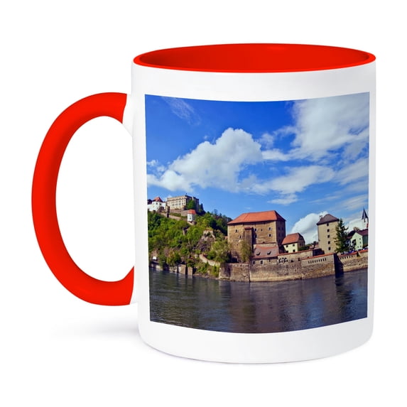 3dRose, Danube River, Veste Oberhaus Castle, Passau, Germany - EU10 MGL0163 - Miva Stock, 15oz Two-Tone Red Mug