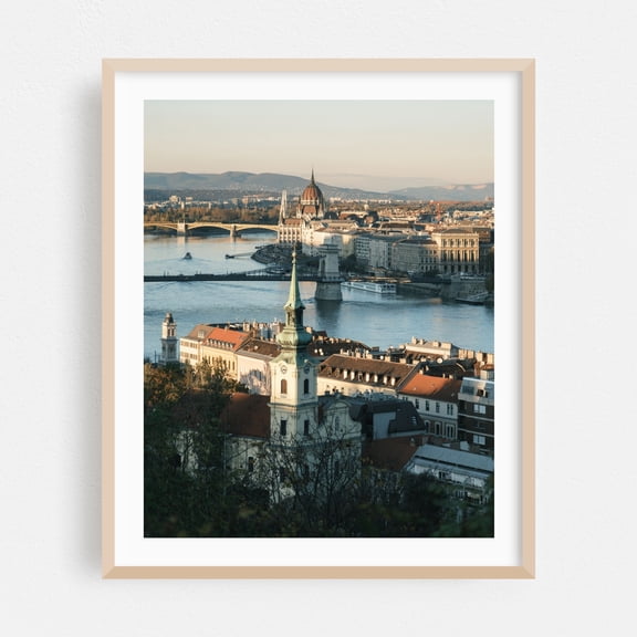 Danube Views, Budapest 01 - Budapest Budapest Hungary Photography Oak Framed Wall Art Print 16 x 20 inches