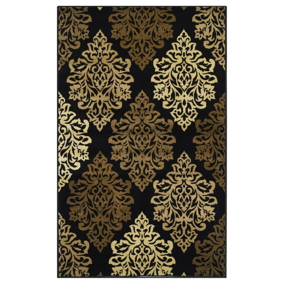 Danvers Contemporary Floral Damask Indoor Area Rug by Blue Nile Nills - 8' x 10', Black