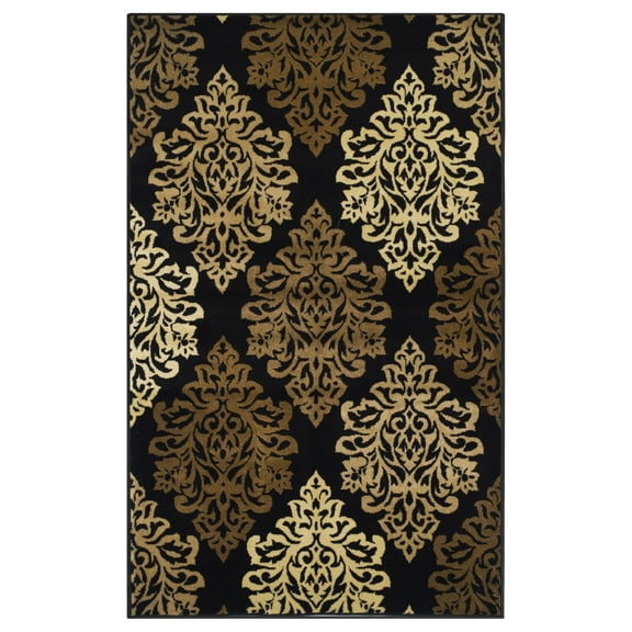Danvers Oversized Scrolling Damask Medallion Indoor Area Rug - 2' x 3', Black