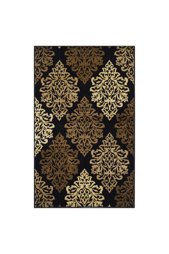 Danvers Oversized Scrolling Damask Medallion Indoor Area Rug - 2' x 3', Black
