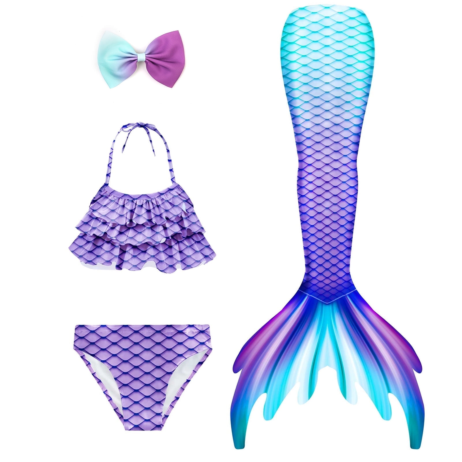 Danvren Girls Mermaid Tails Two-Piece Swimsuit Set, Little Girls 3-9Years
