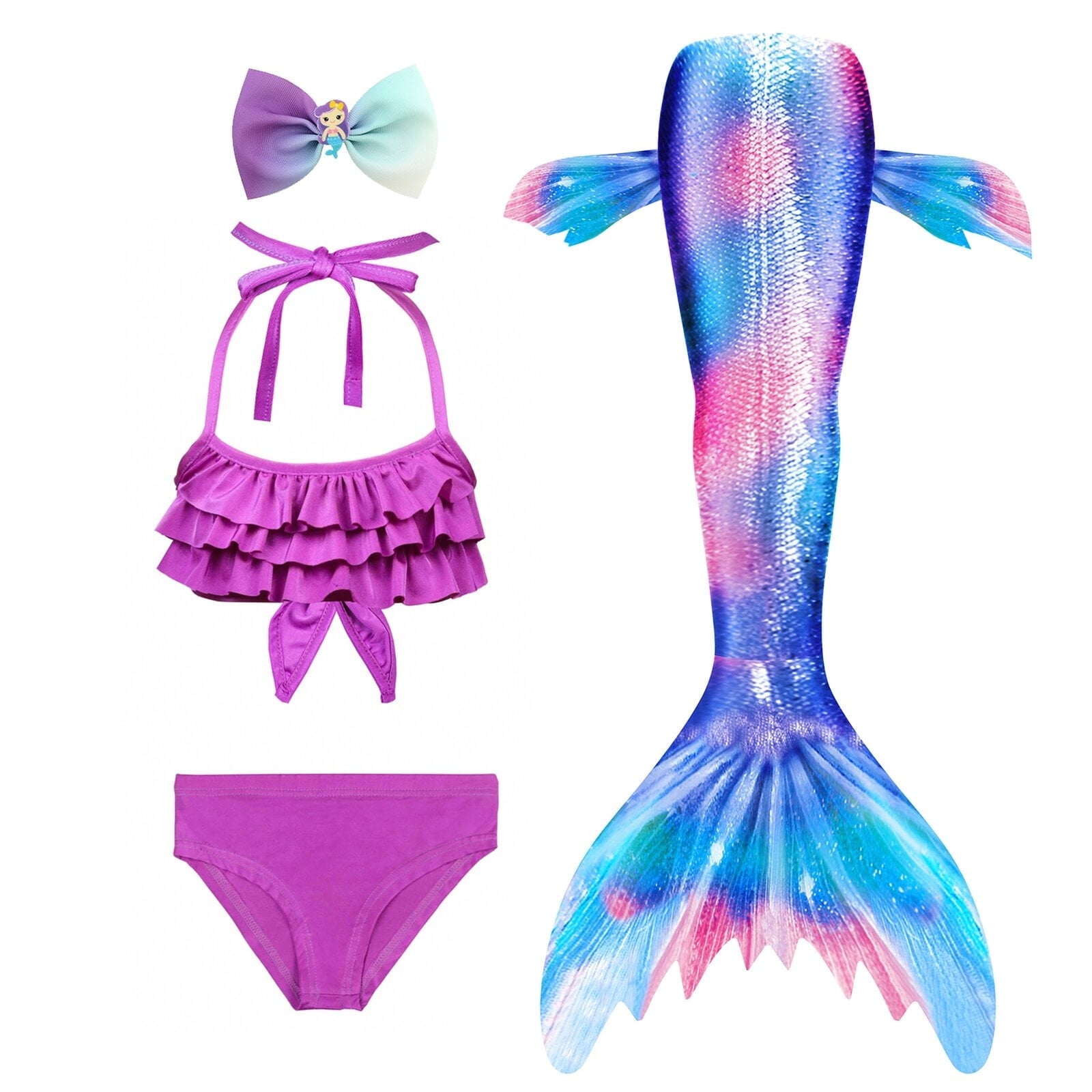Danvren Girls Mermaid Tails Two-Piece Swimsuit Set, Little Girls 3-9Years