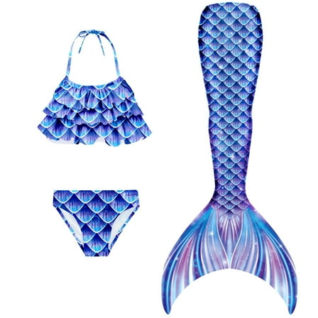 Danvren Girls Mermaid Tails Two-Piece Swimsuit Set, Little Girls 3-9Years