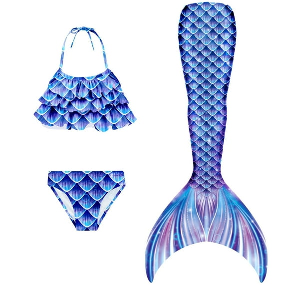Danvren Girls Mermaid Tails Two-Piece Swimsuit Set, Little Girls 3-9Years