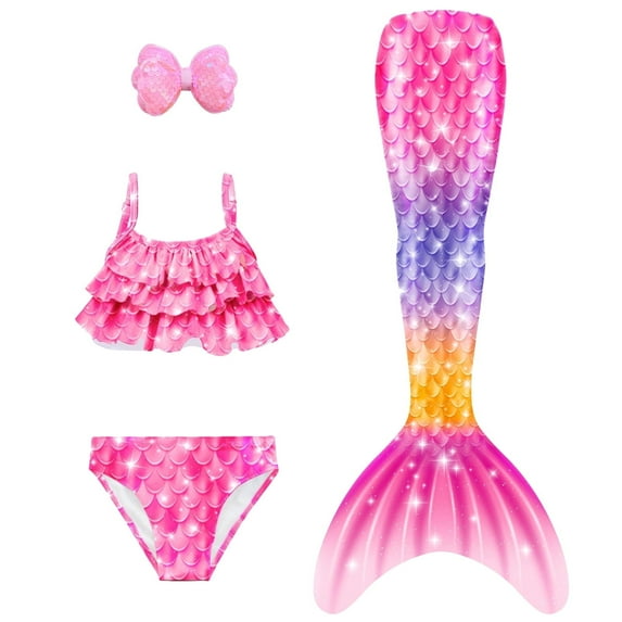 Danvren Girls Mermaid Tails Two-Piece Swimsuit Set, Little Girls 3-9Years