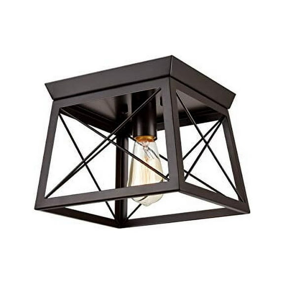 Danxu Lighting Retro Industrial Rectangle Flush Mount Ceiling Light Fixture Oil Rubbed Bronze