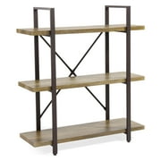 Danya B 12.7" x 35.5" x 40" Three-Level Modern Industrial Rustic Shelving Unit - Brown Metal and Laminated MDF