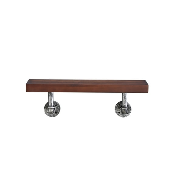 Danya B. 24 in x 7 in Small Industrial Iron Pipe Rustic Wall Mount Single Floating Shelf – Umber Mocha
