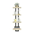 thumbnail image 1 of Danya B. 4-Tier Ladder Bracket Floating Wall Shelves - Black Metal and White Birch Finish, 1 of 13