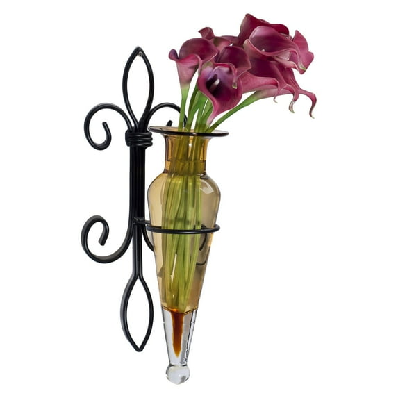 Danya B Amber Amphora Vase on Fleur Lis Sconce