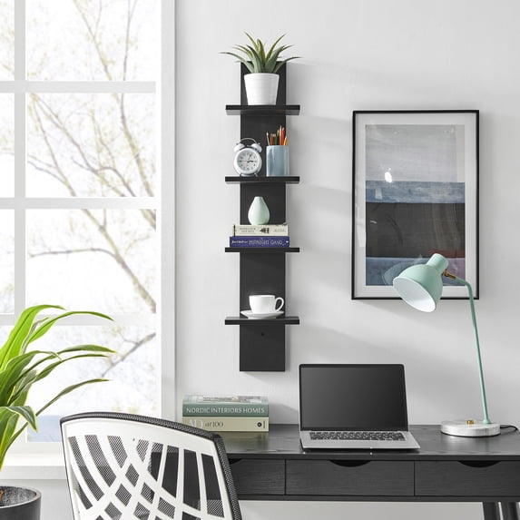 Danya B. Arica Utility Column 4-Tier Spine Wall Shelves (Black)