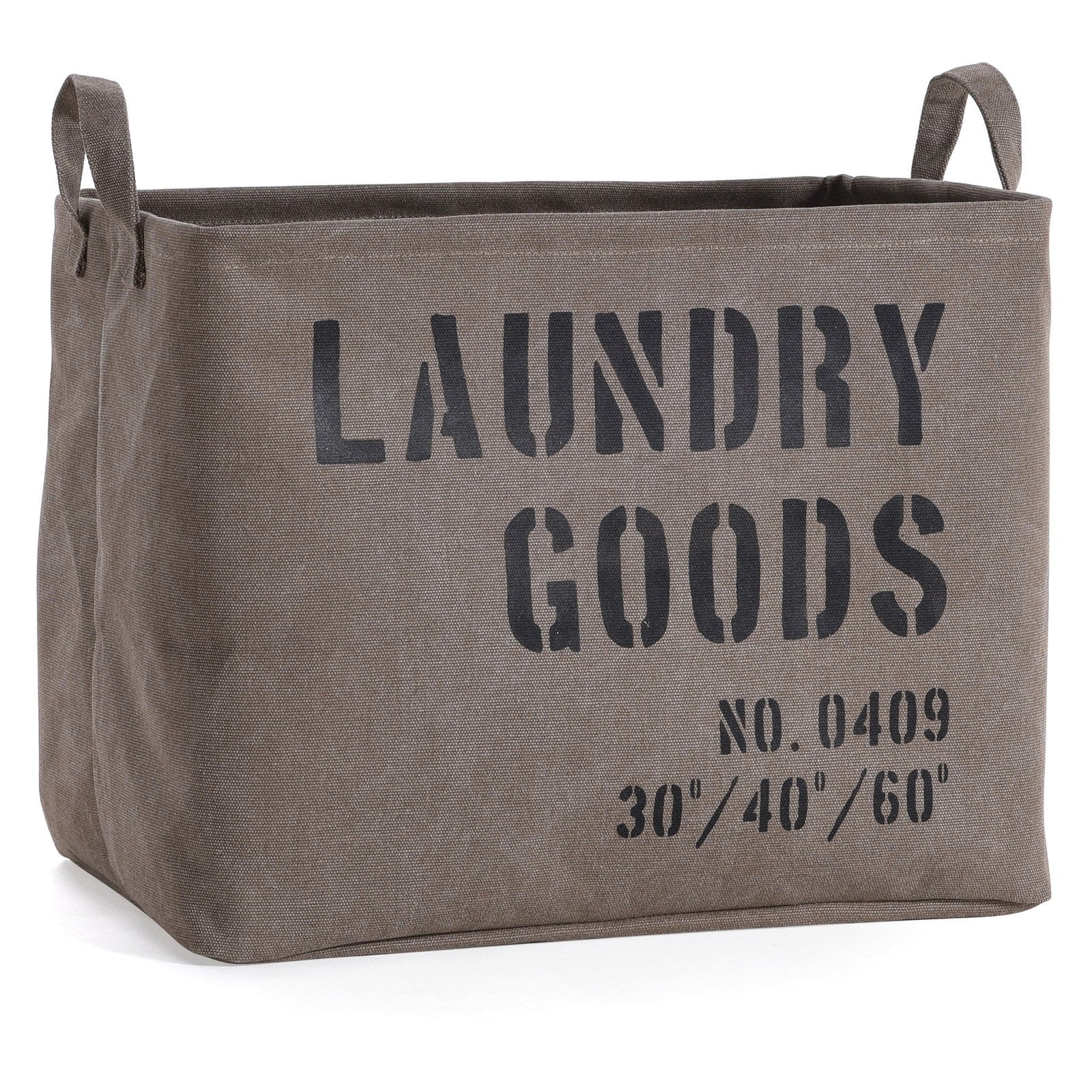 Khaki Green Collapsible Canvas Laundry Basket with Handles