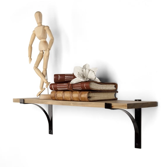 Danya B BR151004 Rustic Pine Shelf with Metal Brackets