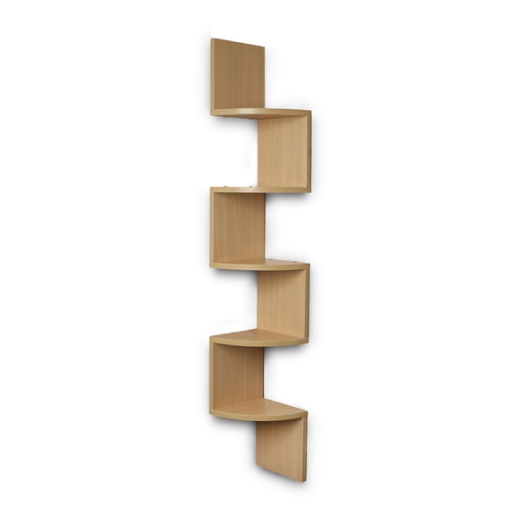 Danya B. Beech Large Laminate Veneer Corner Wall Mount Shelf
