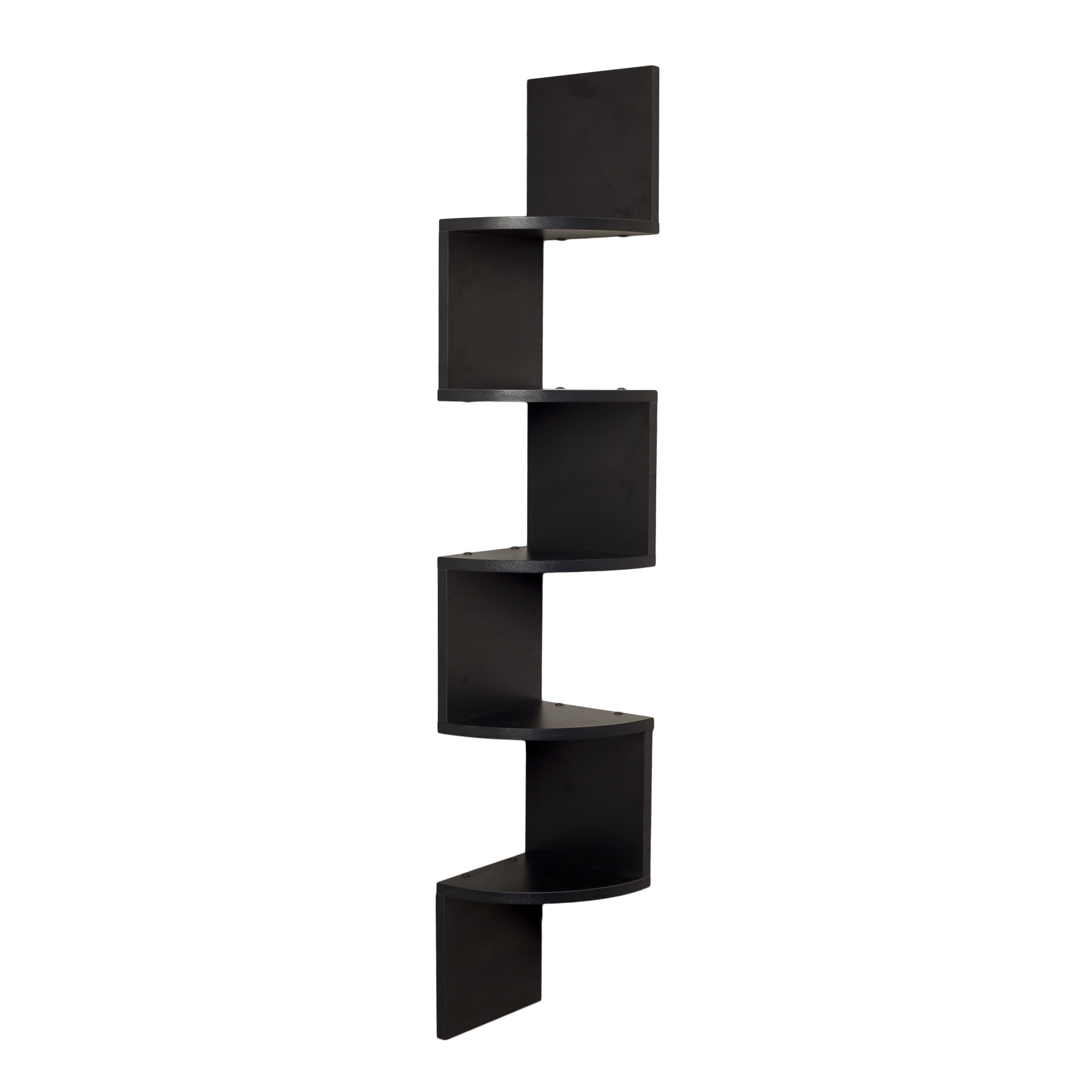 Danya B. Black Large Laminate Veneer Corner Wall Mount Shelf
