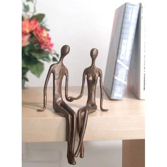 Danya B Bronze Contemporary Sitting Couple Sculpture, Cast Bronze