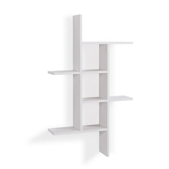 Danya B. Cantilever Cubby Decorative Modern Wall Mount Shelf – Horizontal or Vertical (White)