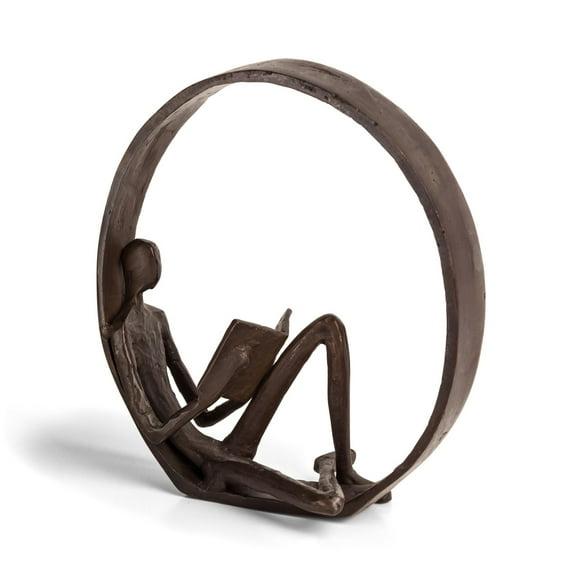 Danya B. Contemporary Encircled Reader Cast Iron Sculpture Statue